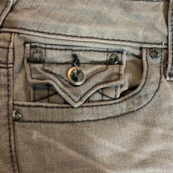 True Religion Skinny Grey Jeans, black stitch - Picture 6 of 9